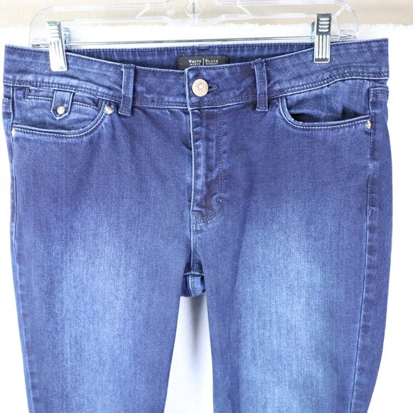 White House Black Market Contour Skinny Flare Jeans Dark Wash Size 8R Long - Picture 2 of 8